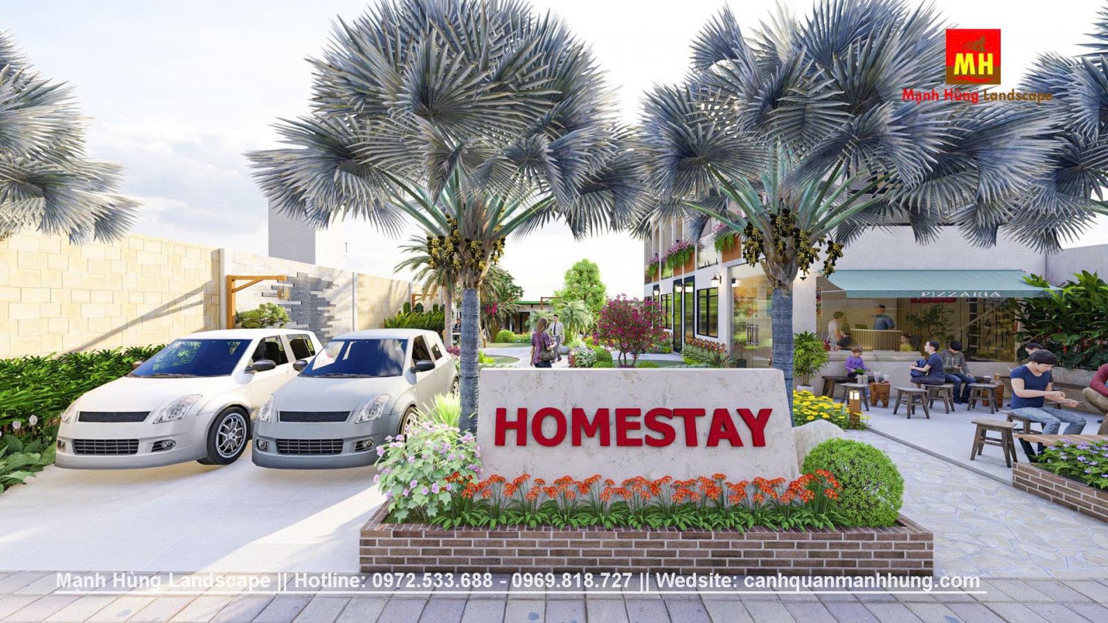 thiet ke san vuon homestay