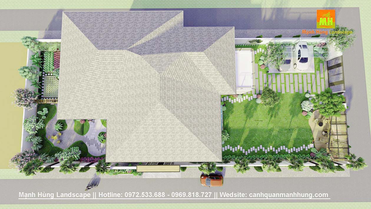 THIẾT KẾ SÂN VƯỜN VILLA 1000m2 LONG THÀNH ĐỒNG NAI